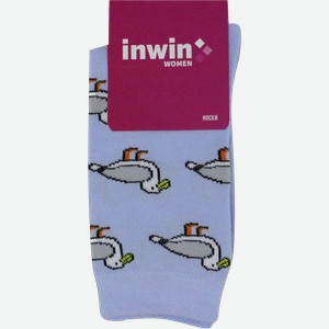 Носки женские INWIN р. 23–25 серые с розовыми фламинго, Арт. BPF21/W01- flamingo/997ж