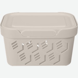 Ящик универсальный ECONOVA Deluxe 18,9х13,2х11см, с крышкой, светло-бежевый, 1.9л
