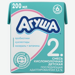 Смесь кисломолочная «Агуша» адаптированная последующая для детей 3,5%, 204 г