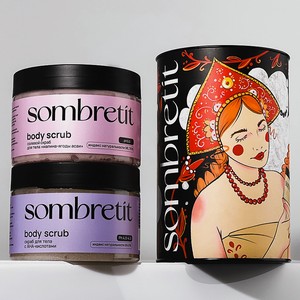 SOMBRETIT Подарочный набор скрабов для тела «Скраб с АНА-кислотами + Скраб «Малина – Ягоды Асаи», АНА+Малина, 800г
