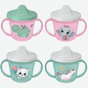 Поильник Пластишка с ручками и декором с 6 мес. 200мл, 200 мл