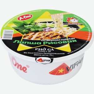 Лапша рисовая A-ONE со вкусом курицы, 70г