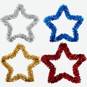 Звезда из мишуры HOMECLUB 33 см цв.золотой/серебр/синий/красн JXT-13-061G, Китай
