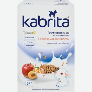 Каша гречневая KABRITA с молочной смесью на основе козьего молока, с яблоком и абрикосом, с 5 месяцев, 180г