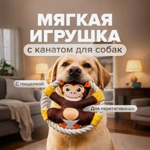 Мягкая игрушка с канатом для собак, Pet Club, 20 см, в ассортименте