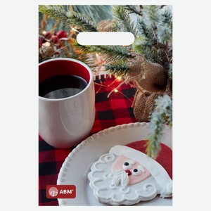 Пакет с вырубной «АВМ» неусиленной ручкой Новый Год, 20х30 см