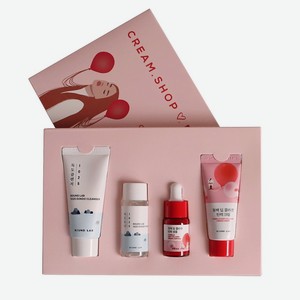 ROUND LAB Набор миниатюр «Очищение и упругость»: пенка + тонер + сыворотка + крем, 1 шт.