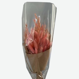 Букет из сухоцветов овёс, рожь, лагурус в крафте, 60 г