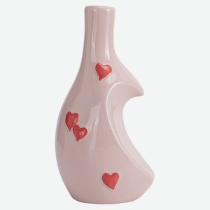 Ваза Actuel Полумесяц розовая с сердечками, h18 см