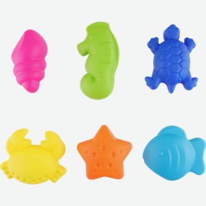 Набор игровой для песка BIGGA Морские обитатели, формочки для песка 6 предметов