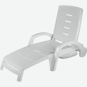 Шезлонг складной GIARDINO CLUB 186х88х76,5см на колесах, белый, Арт. 150-0008