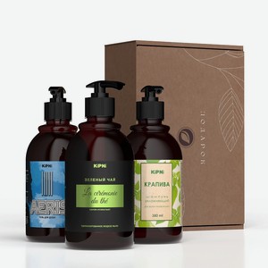 KIPNI Набор подарочный 3 в 1, Шампунь, гель для душа, жидкое мыло, 1 шт.