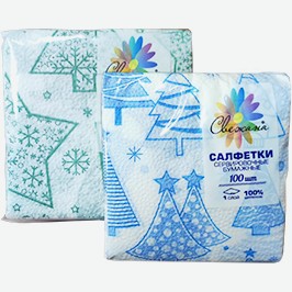 Салфетки Бумажные Свежана, Сервировочные, 1 Слой, 100 Шт.