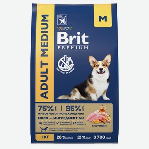 Сухой корм с курицей для взрослых собак средних пород Brit P