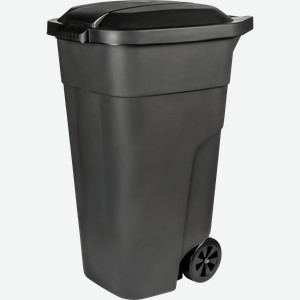 Бак для мусора с крышкой PLAST TEAM 110л на колесах, серый, Арт, PT9957СЕР-1РS