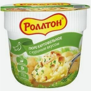 Пюре картофельное РОЛЛТОН С КУРИНЫМ ВКУСОМ СТАКАН 40Г, , ,