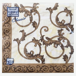 Салфетки одноразовые Bouquet Мишель бумажные трехслойные 33х33 см, 20 шт