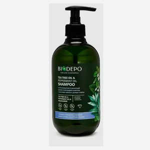 Шампунь бессульфатный натуральный себорегулирующий Biodepo с маслами чайного дерева и мяты, 475 мл
