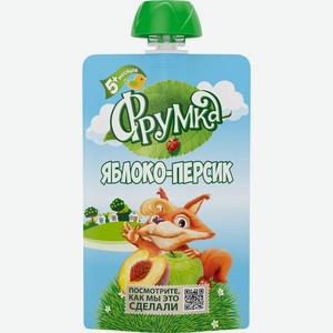 Пюре Фрумка яблоко-персик для детей от 5 мес. 90г, 90 г