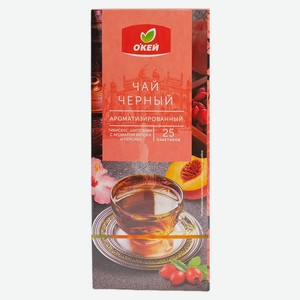 Чай черный ОКЕЙ гибискус, шиповник с ароматом яблока и перси