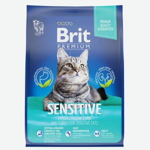 Brit Premium Cat Sensitive. Сухой корм с курицей и баран.дл