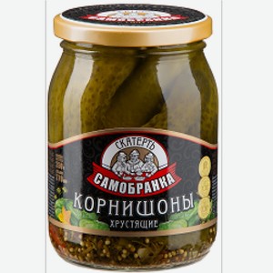 Овощные консервы Корнишоны маринованные хрустящие Скатерть Самобранка 370мл 350 г