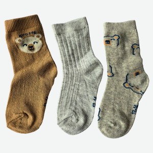 Носки детские InExtenso серо-бежевые 3 пары, р.12/13-13/14