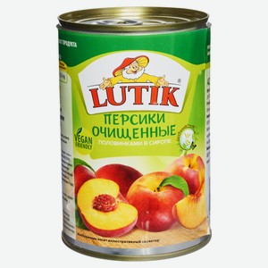 Персики очищенные LUTIK половинки в сиропе, 425 мл