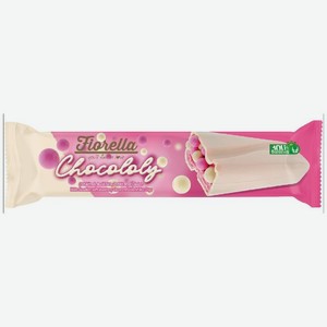 Шоколад белый Fiorella с начинкой со вкусом клубники и разноцветным рисовым драже 40г, 40 г