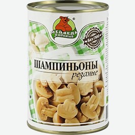 Шампиньоны Медведь Любимый, Резаные, 425 Мл