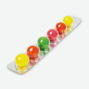 Жевательная резинка Конфитой «Гамми фрут» шарики в блистере со вкусами яблока, лимона, апельсина, клубники 12 г