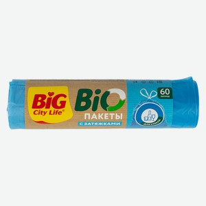 Пакеты для мусора BIG City BIO HD, с затяжками, 60л, 10 шт M