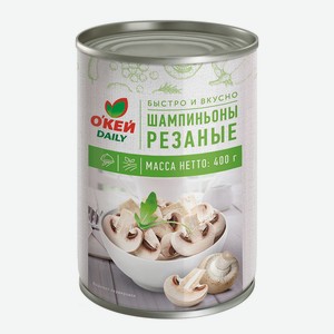 Шампиньоны О КЕЙ DAILY резаные 400г, ж/б (ТЧН!)