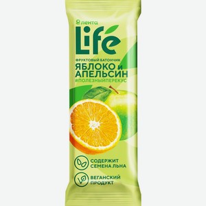 Батончик фруктовый ЛЕНТА LIFE Яблоко и апельсин, Россия, 33 г