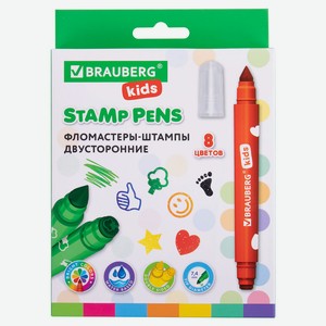 BRAUBERG Фломастеры-штампы двусторонние FUNNY STAMPS, KIDS, 8 шт.