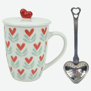 Кружка Actuel Сердечки с крышкой и ситечком, 350 мл