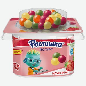 Йогурт Растишка с клубникой со злаковым драже в бананово-апельсиновой глазури 3% 116 г