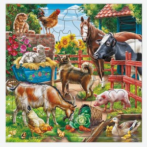 ГЕОДОМ Пазл фигурный на подложке На ферме, 1 шт.