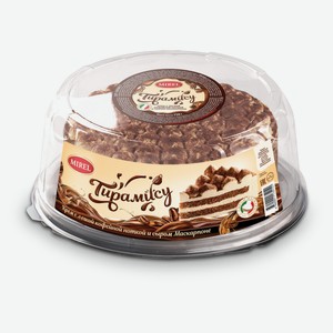 Торт бисквитный MIREL Тирамису с воздушным сливочным кремом и миксом коньяка и крепкого кофе охлажденный, 750 г