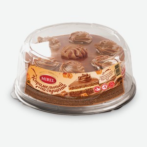 Торт бисквитный MIREL Карамельный на сгущенке с кремом и начинкой из вареной сгущенки охлажденный, 700 г