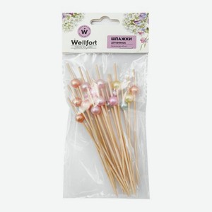 Деревянные шпажки разноцветные бусины 20шт