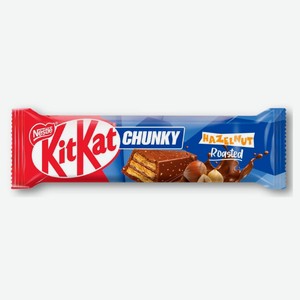 Батончик шоколадный KitKat Chunky Hazelnut хрустящая вафля в молочном шоколаде с кусочками фундука Турция, 38 г