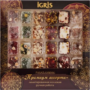 Рахат-лукум IGRIS Red Премиум ассорти с фруктовыми вкусами и орехами, 900г
