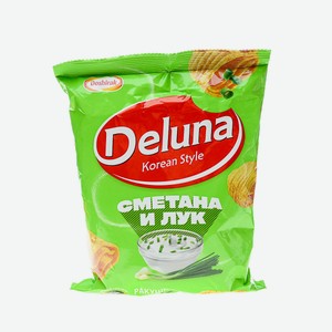 Чипсы Делуна Кукурузные Ракушки Со Вкусом Сметаны И Лука 60г М/у