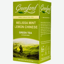 Чай Зелёный Грин Лэнд, С Мелиссой, Мятой И Ароматом Лимона, 25 Пак.