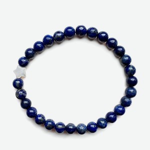 LAPUSH Браслет на руку с натуральным камнем лазурит, цвет: Голубой, размер: 18 см