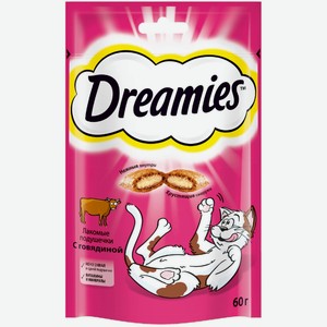 Лакомство DREAMIES для взрослых кошек с добавлением говядин