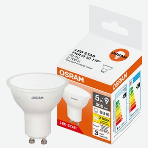 Лампа Osram LED STAR PAR1650 5W GU10 теплый белый свет, 1 шт