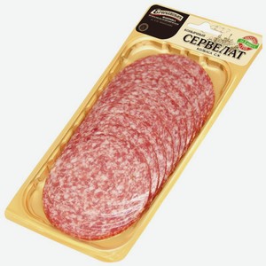 Колбаса Егорьевская фабрика Сервелат Коньячный сырокопченая нарезка 100г, 100 г