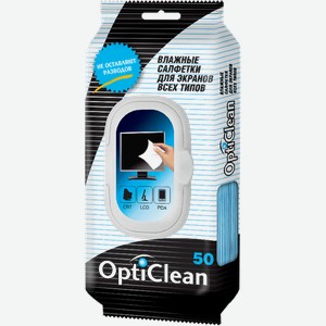 Салфетки влажные Opti Clean для экранов 50шт